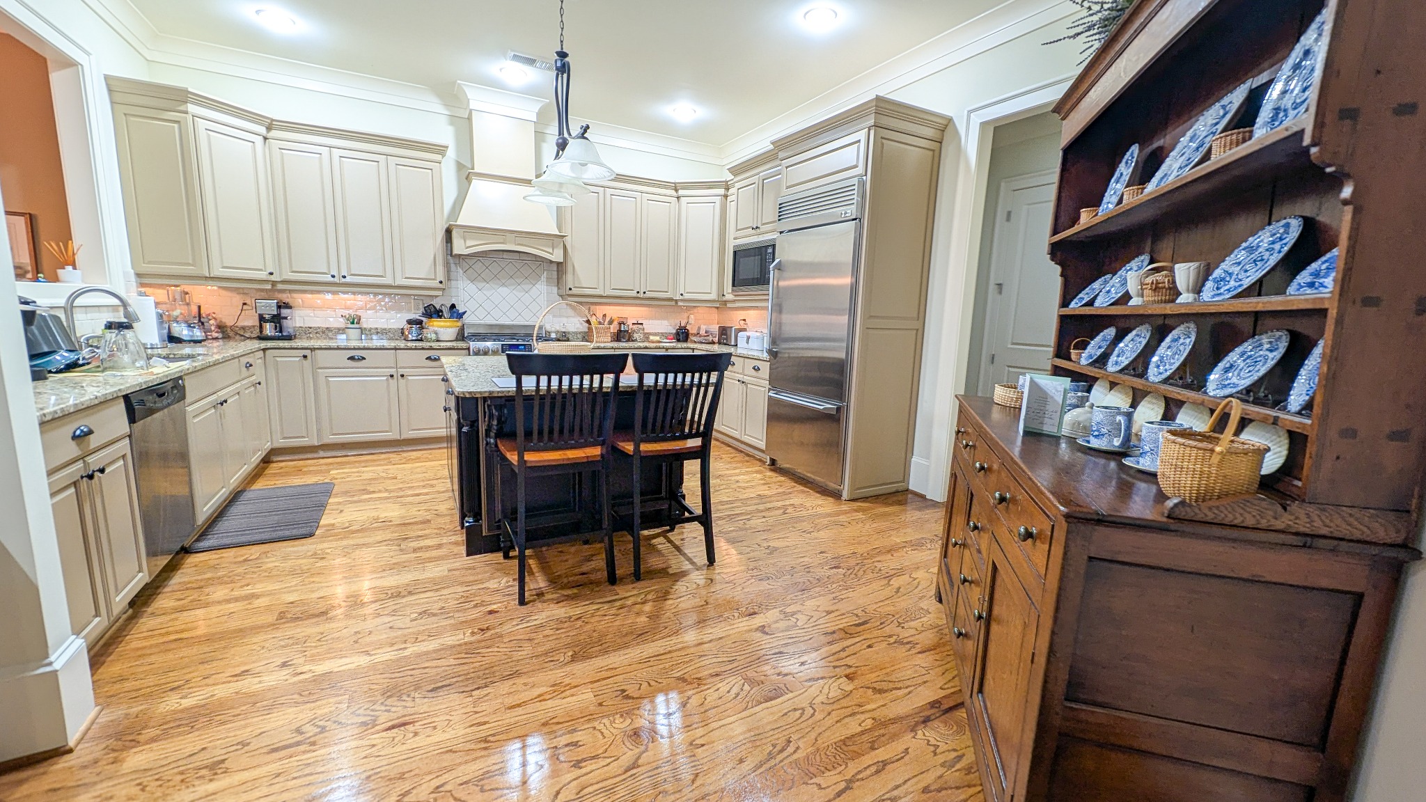 Cozy living room with stone fireplace